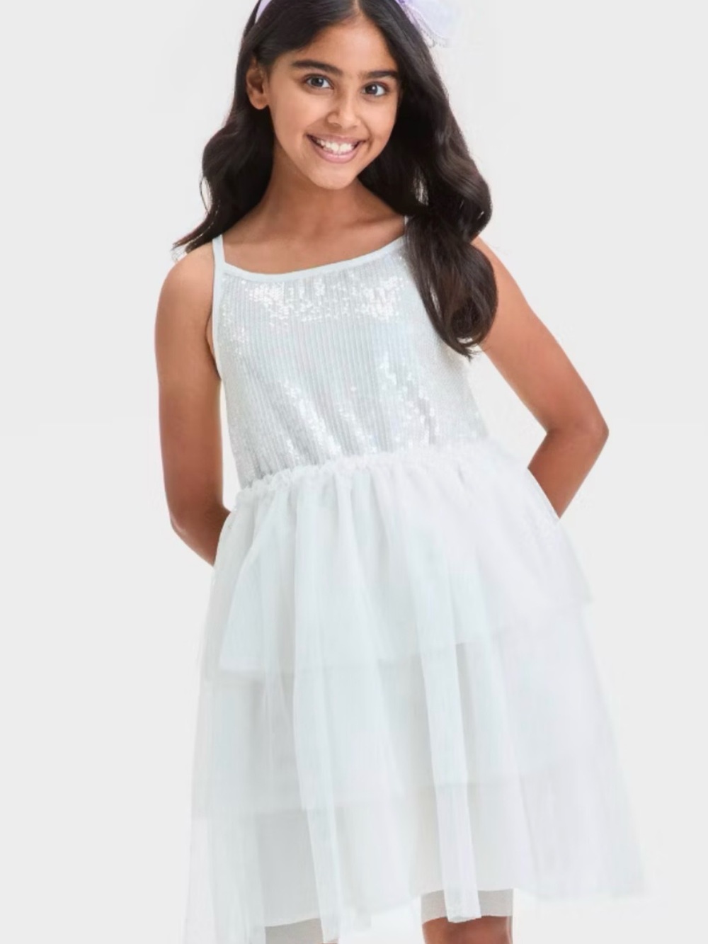 Cat & Jack White Sequin Tulle Party Dress for Girls